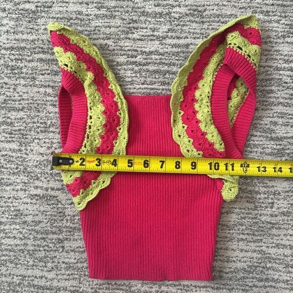 NWT Majorelle Jeneli Crochet Crop Top in Hot Pink & Lime Revolve XS - Picture 7 of 13